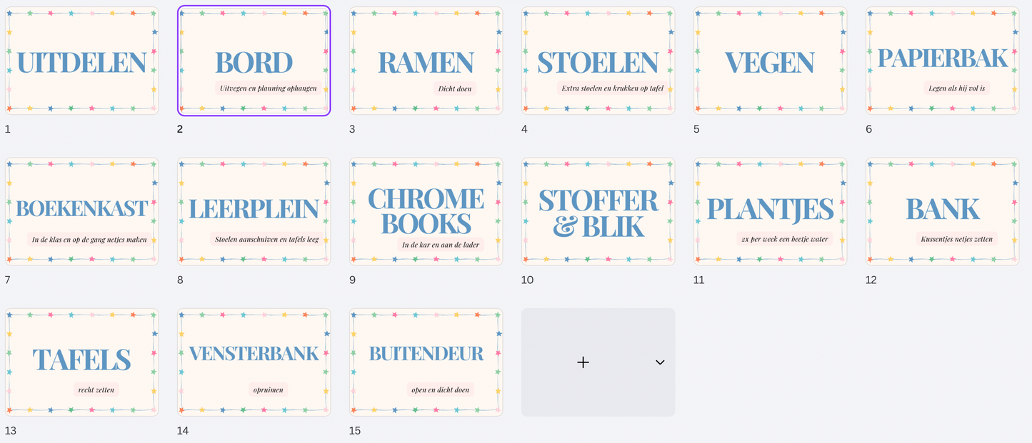 Kaartjes klassendienst